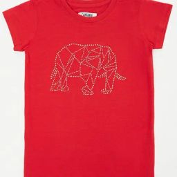 Cantabil Kids Red Cotton Embellished T-Shirt-picture-43