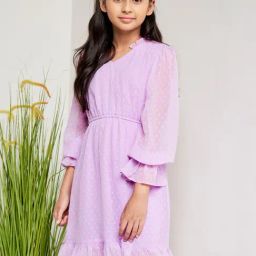 AND girl Lilac Regular Fit Full Sleeves Dress-image-2