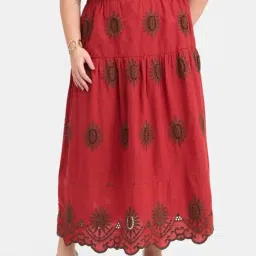 VIRGIO Rose Flared Fit Embroidered Skirt-picture-38