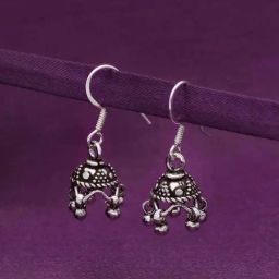Kai Jewel Sterling Silver Minimalistic Dome Jhumki Earrings for Women-image-57