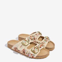 LUNA BLU by Westside Ivory Embellished Slip-On Sandals-image-12