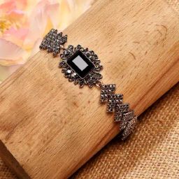 Sohi Women's Maxi Crystal Bracelet - Black-45