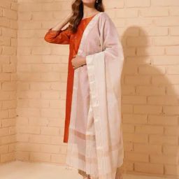 Fabindia White Woven Pattern Dupatta-picture-8