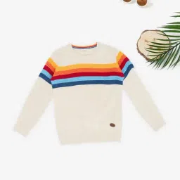 Pantaloons Junior Boys Snow White Acrylic Color Block Sweater-picture-48