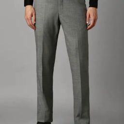 Louis Philippe Grey Slim Fit Texture Trousers-picture-7