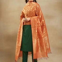 Fabindia Rust Woven Pattern Dupatta-picture-2