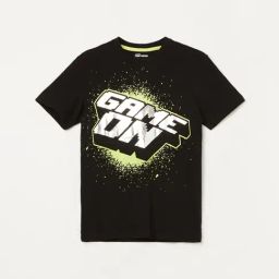 Fame Forever by Lifestyle Boys Black Cotton Printed T-Shirt-image-59