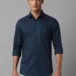Louis Philippe Blue Slim Fit Striped Shirt-picture-32