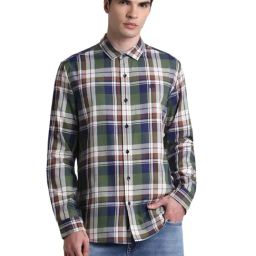 Jack & Jones Olive Night Cotton Slim Fit Checks Shirt-image-14