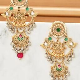 OOMPH Gold Floral Drop Earrings-13