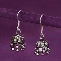 Kai Jewel Sterling Silver Spaced Out Dome Jhumki Earrings for Women-image-45