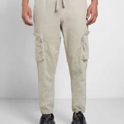 People By Pantaloons Grey Cotton Regular Fit Joggers-image-5