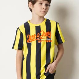 Jack & Jones Junior Yellow & Black Striped T-Shirt-image-17