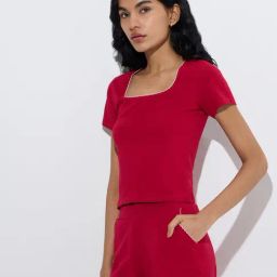 Superstar by Westside Red Solid Cotton-Blend Top-image-59
