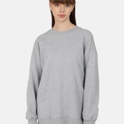 Bene Kleed Grey Cotton Relaxed Fit Oversized Sweatshirt-picture-15