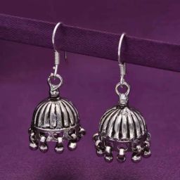 Kai Jewel Sterling Silver Vintage Dome Jhumki Earrings for Women-image-46