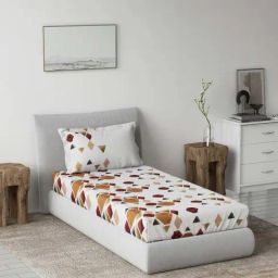 Ddecor Live beautiful Radiance Brown 144 TC Cotton Single Bedsheet with 1 Pillow Cover-picture-35