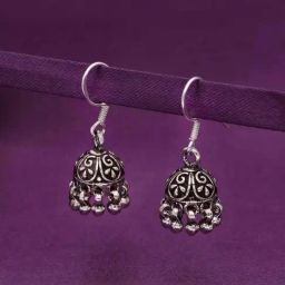 Kai Jewel Sterling Silver Royal Dome Jhumki Earrings for Women-image-25