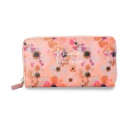 Puma Orange Brick & Peach Aop Floral Zip Around Wallet-22