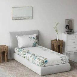 Ddecor Live beautiful Radiance Cobalt 144 TC Cotton Single Bedsheet with 1 Pillow Cover-image-91