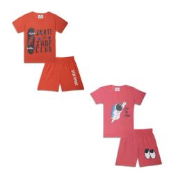 Vimal Jonney Kids Red & Pink Printed T-Shirt Set-image-58