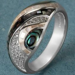 Mia by Tanishq 925 Silver Mother of Pearl Aqua Silver Ring-picture-22