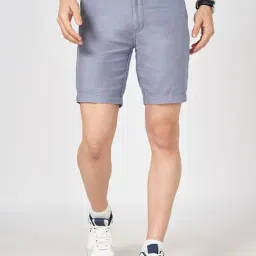 Byford By Pantaloons Blue Cotton Slim Fit Shorts-picture-17