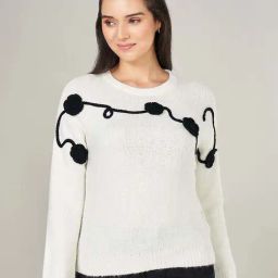 Honey by Pantaloons White Self Pattern Sweater-39