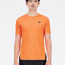 New Balance Orange Comfort Fit Self Design Sports T-Shirt-image-74