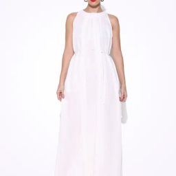 SHOWOFFFF White Cotton Regular Fit Dress-image-96
