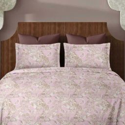 Ariana SORRENTO Pink & Brown Cotton 144 TC Double Size Bedsheet With 2 Pillow Covers-image-31