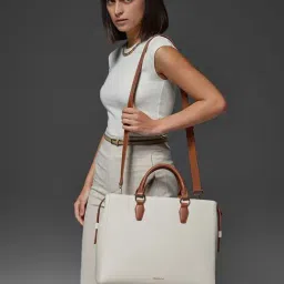 Miraggio Melissa Ivory Large Textured Satchel Handbag-image-20