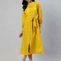 Cottinfab Mustard Casual Dress-image-85