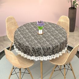 Myntra Elegant Homes Black Geometric Printed Waterproof Plastic Round 4-Seater Table Cover-image-75