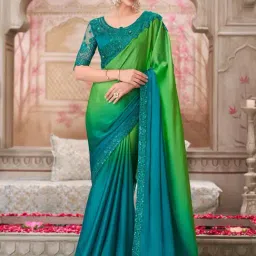 Saree Mall Green Chiffon Embellished Saree with Blouse Piece-image-61