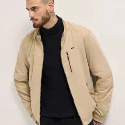 The Bear House Beige Polyester Regular Fit Solid Casual Jacket-image-78