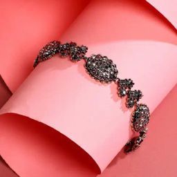 Sohi Women's Oval Cluster Bracelet - Dark Silver-26