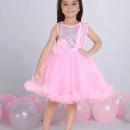 Ministitch Girls Pink Regular Fit Embellished Party Dress-image-17
