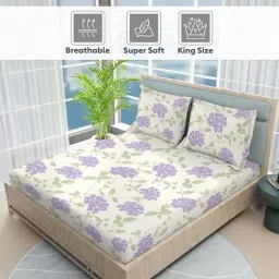 boutique living india Nature Bouquet 100% Cotton 300 TC Printed King Bedsheet with 2 Pillow Covers-picture-18
