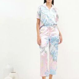 Sweet Dreams Pink & Blue Printed Shirt Pyjamas Set-image-24
