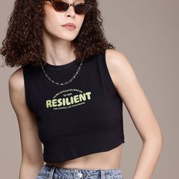 The Roadster Life Co. Typography Printed Cropped Sleeveless Pure Cotton T-shirt-image-75