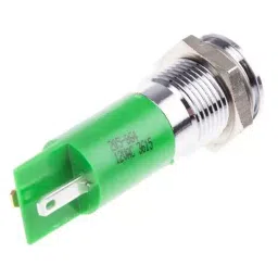 RS PRO Green Panel Mount Indicator 12V AC, Mounting Hole Size 14 mm, Termination Type Solder Tab, Model No 205864 image 3