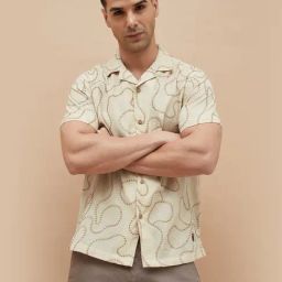 Code By Lifestyle Beige Cotton Regular Fit Embroidered Shirt-picture-44