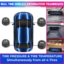 Amici Auto Wireless Tyre Pressure Monitoring System with External Sensor for 4-Wheelers Cars, SUVs, Light Trucks Black image 2