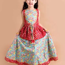 Pspeaches Girls Green Regular Fit Printed Lehenga Choli-picture-14