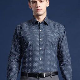 Hancock Grey Cotton Slim Fit Print Shirts-image-95