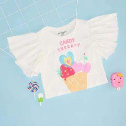 Pantaloons Junior Girls Bright White Cotton Printed T-Shirts-image-79