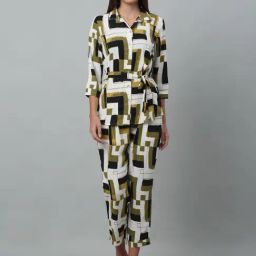Cantabil Green & White Printed Shirt With Pants-picture-30