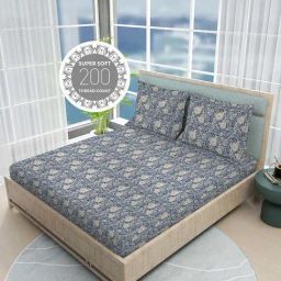 Boutique Living India Siesta Egyptian Cotton 200 TC Floral Print King Bedsheet with 2 Pillow Covers-image-68