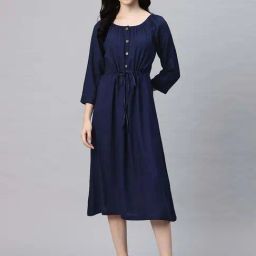 Cottinfab Navy Blue Casual Dress-image-52